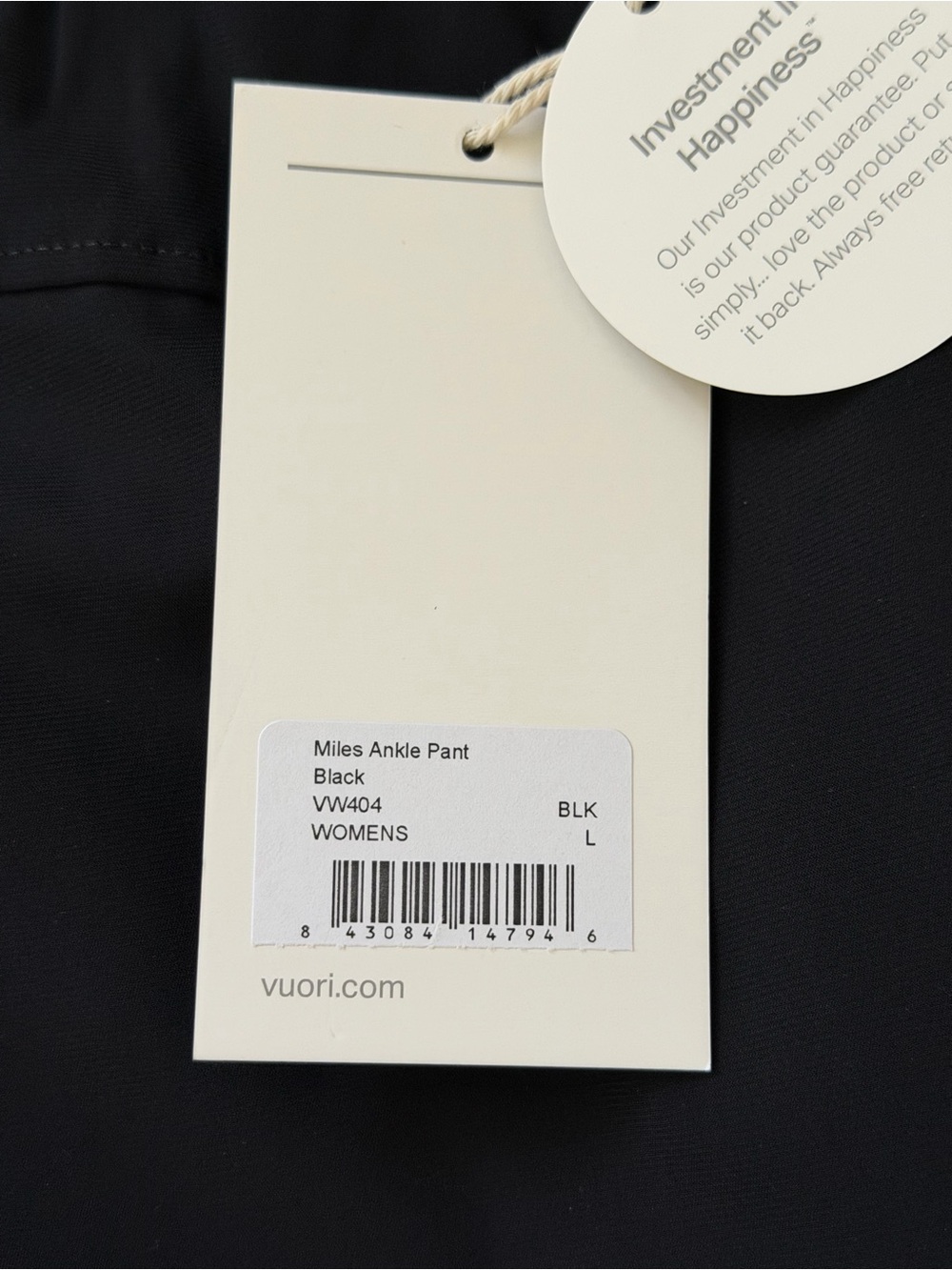 Vuori Miles Ankle Pant Black Sz Large VW404 NWT - Picture 4 of 6